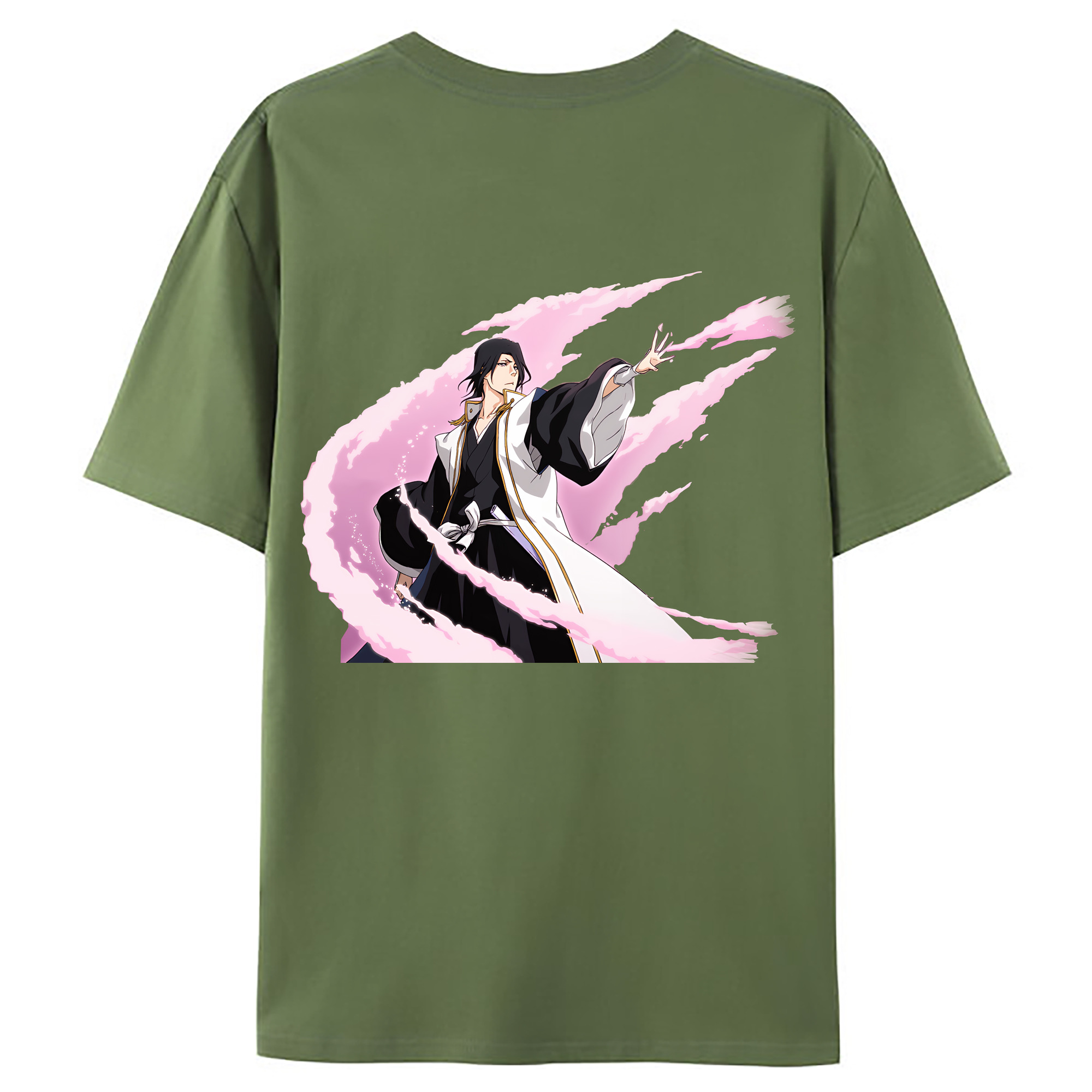 （画像用） ブリーチ くちき びゃくや BLEACH Kuchiki Byakuya 綿100％ メンズ半袖Tシャツ（バックプリント） 通気性